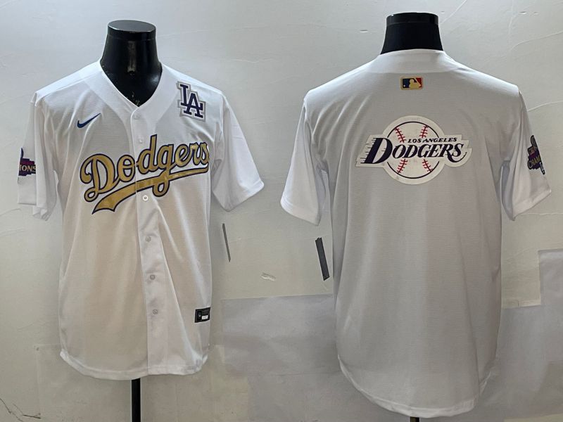 Men Los Angeles Dodgers Blank White Champion gold character 2025 Nike MLB Jersey style 27->los angeles dodgers->MLB Jersey